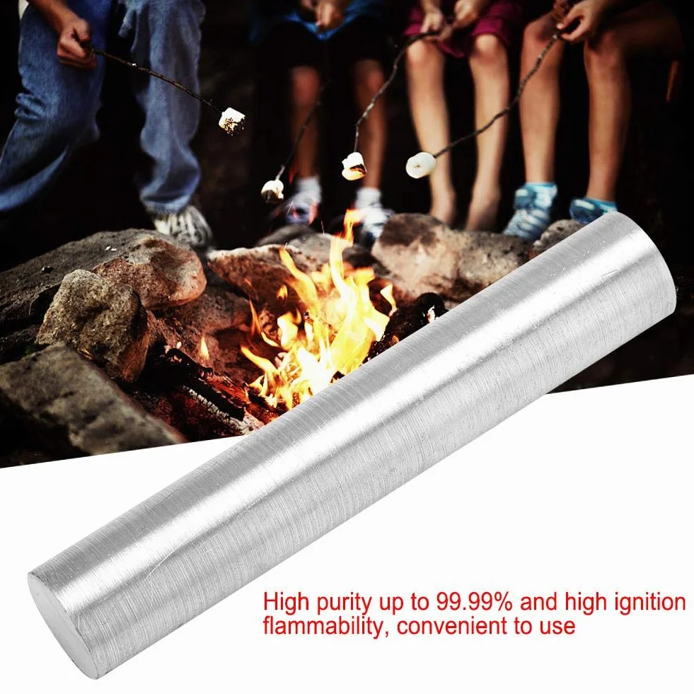 99,99% Pureza Varilla de magnesio Varilla de metal de magnesio Mg Barra de elemento Accesorio de emergencia de supervivencia(18mm*100mm)