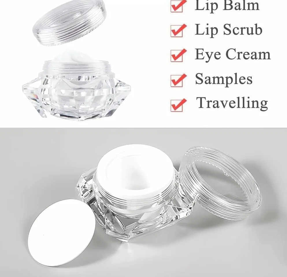 tarro de cosméticos, Paquete de 20 tarros plástico for cosméticos con forma diamante, botes muestra tapón rosca(20ml)