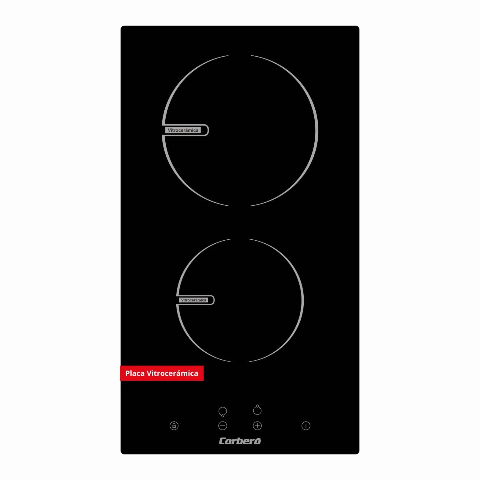 Corberó Placa Vitrocerámica 2 Zonas CCVGD25BF 2900W Control Táctil Negro