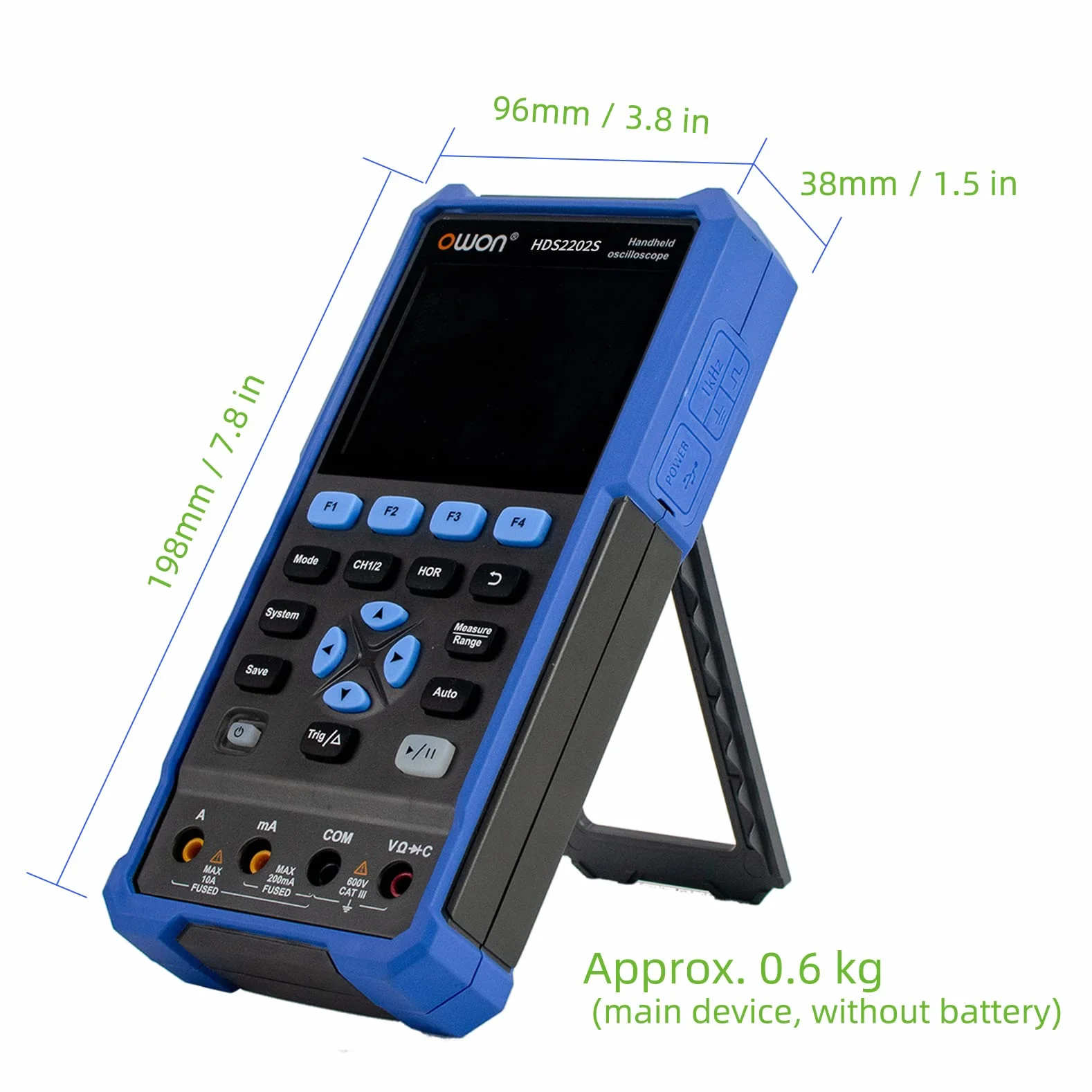 OWON HDS2202S Osciloscopio 3 en 1 Osciloscopio portátil profesional para PC 200 MHz, multímetro digital de 20000 cuentas, pantalla LCD de 3,5 pulgadas, herramienta de prueba universal