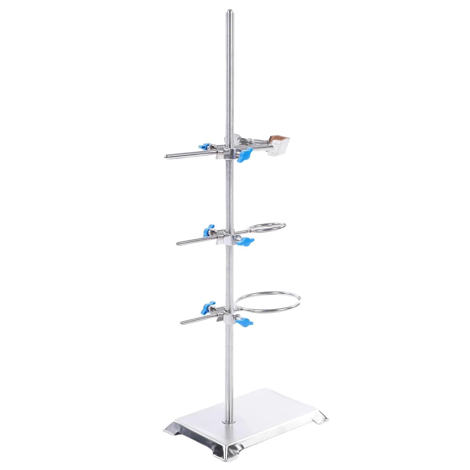 Juego de Soporte de Laboratorio de Acero Inoxidable con Base Acolchada, Abrazadera para Matraz, Abrazaderas para Bureta para Experimentos de Filtración y Calentamiento de