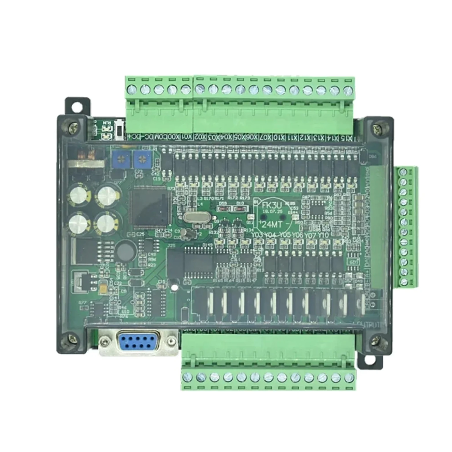 FX3U-24MR FX3U-24MT PLC controlador lógico programable 14DI/10DO analógico 6AI/2AO RS232 RS485 Placa de Control Industrial FX3U(FX3U-24MT)