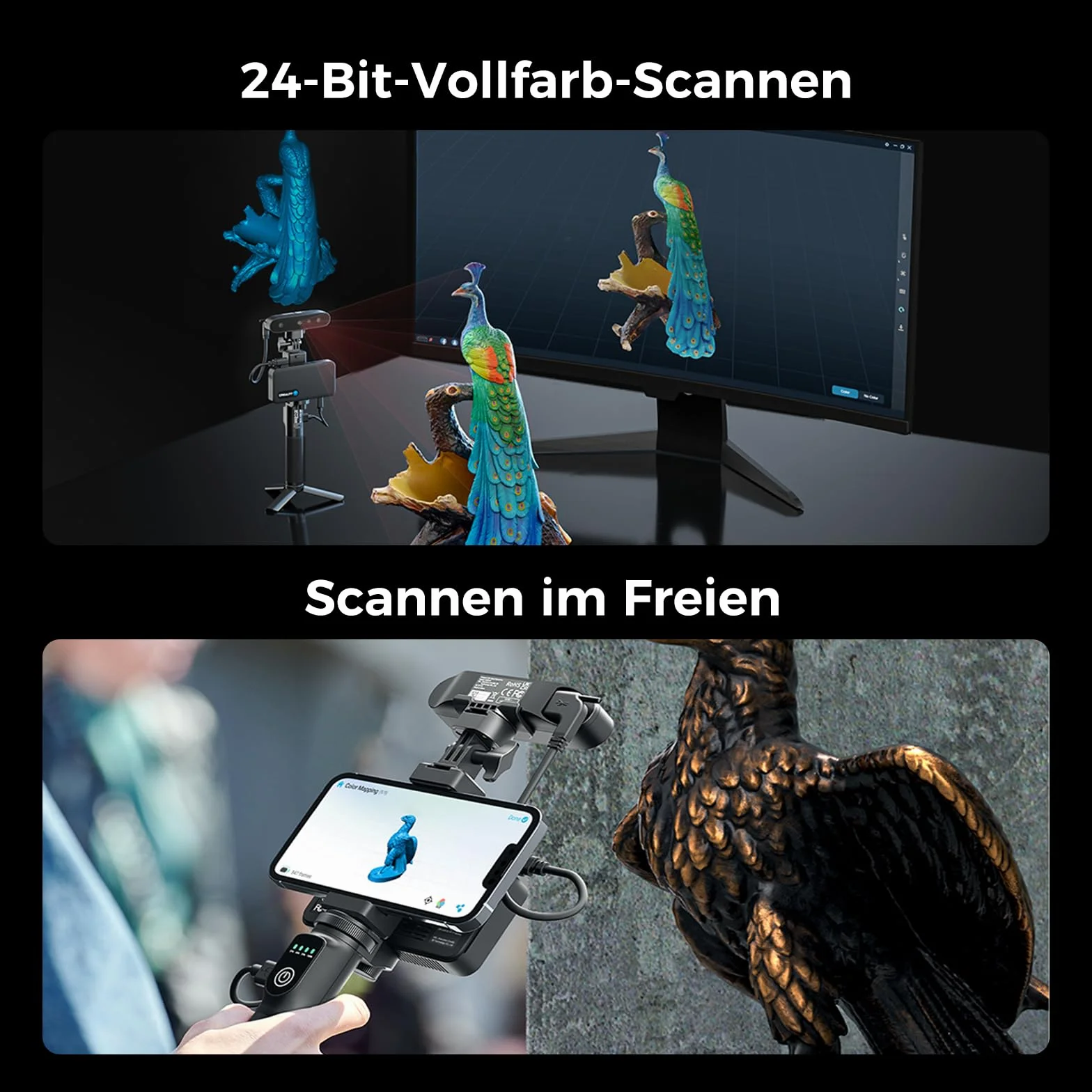 Creality Escáner 3D CR-Scan Ferret Pro para impresión 3D, escáner de mano con escaneo inalámbrico y seguimiento antivibración, actualización para escaneo rápido a todo color, precisión de 0,1 mm, para