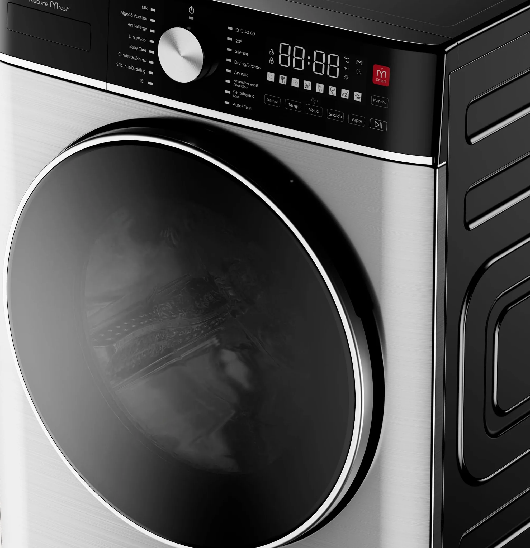 EVVO Lavadora-Secadora Nature M10/6X 10 kg 1400 rpm Motor BLDC Inverter Steam Wash Inox