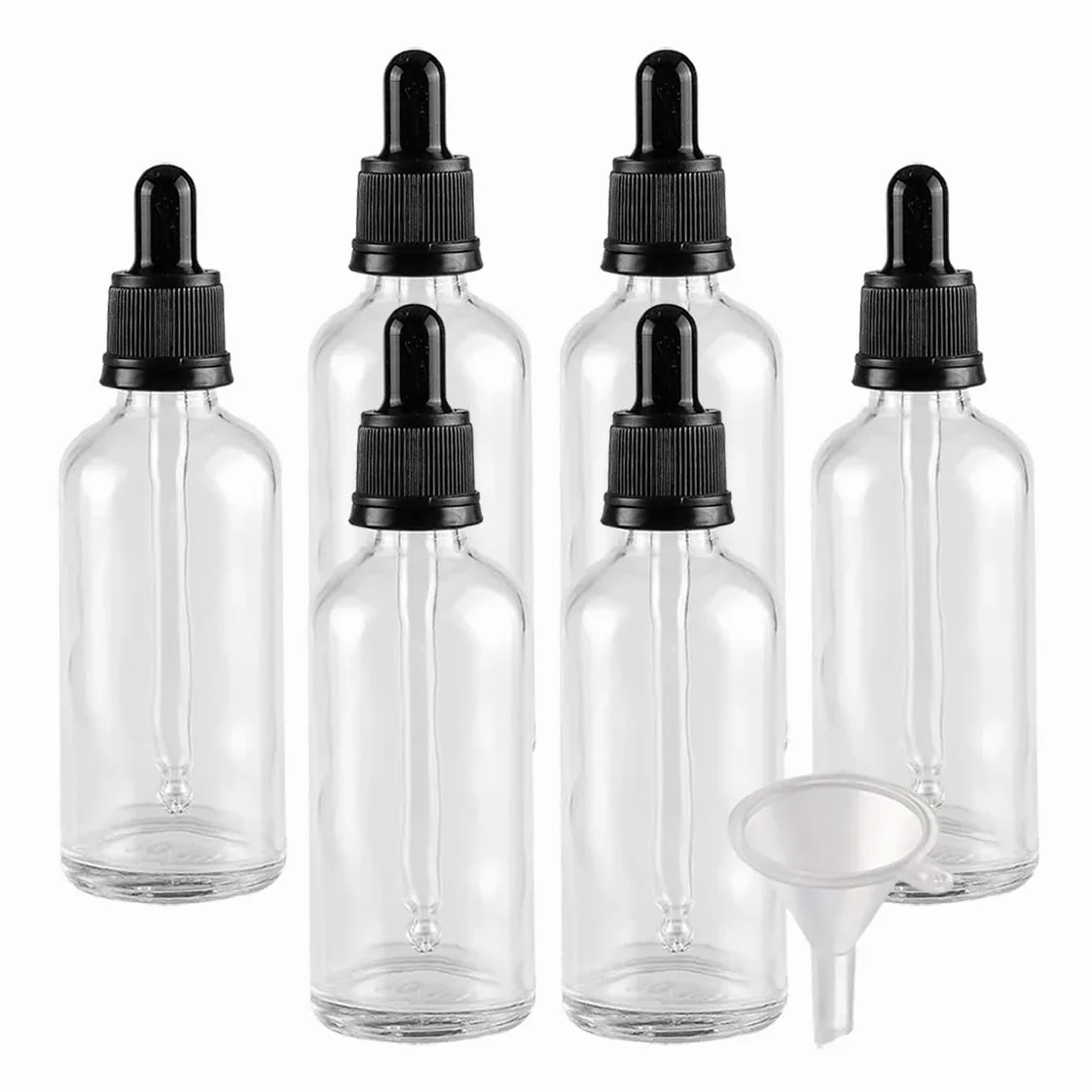 24 Piezas 100ml Transparente vidrio Botellas con cuentagotas y tapa de seguridad para Muestra Fragancias de Aceites Esenciales de Aromaterapia Masaje