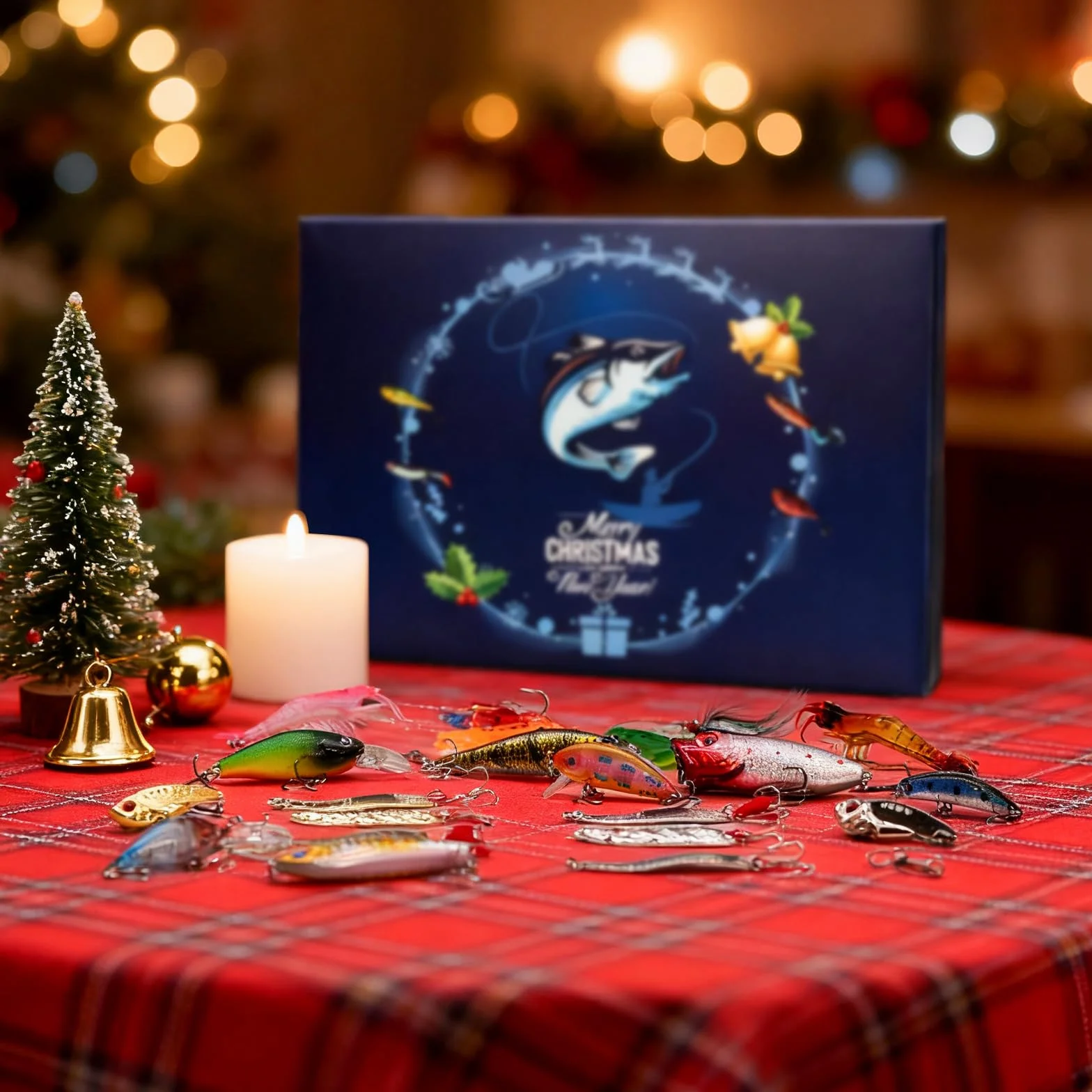Panngu Calendario de Adviento 2025 Pesca 24 Días Cebos Anzuelos Regalo