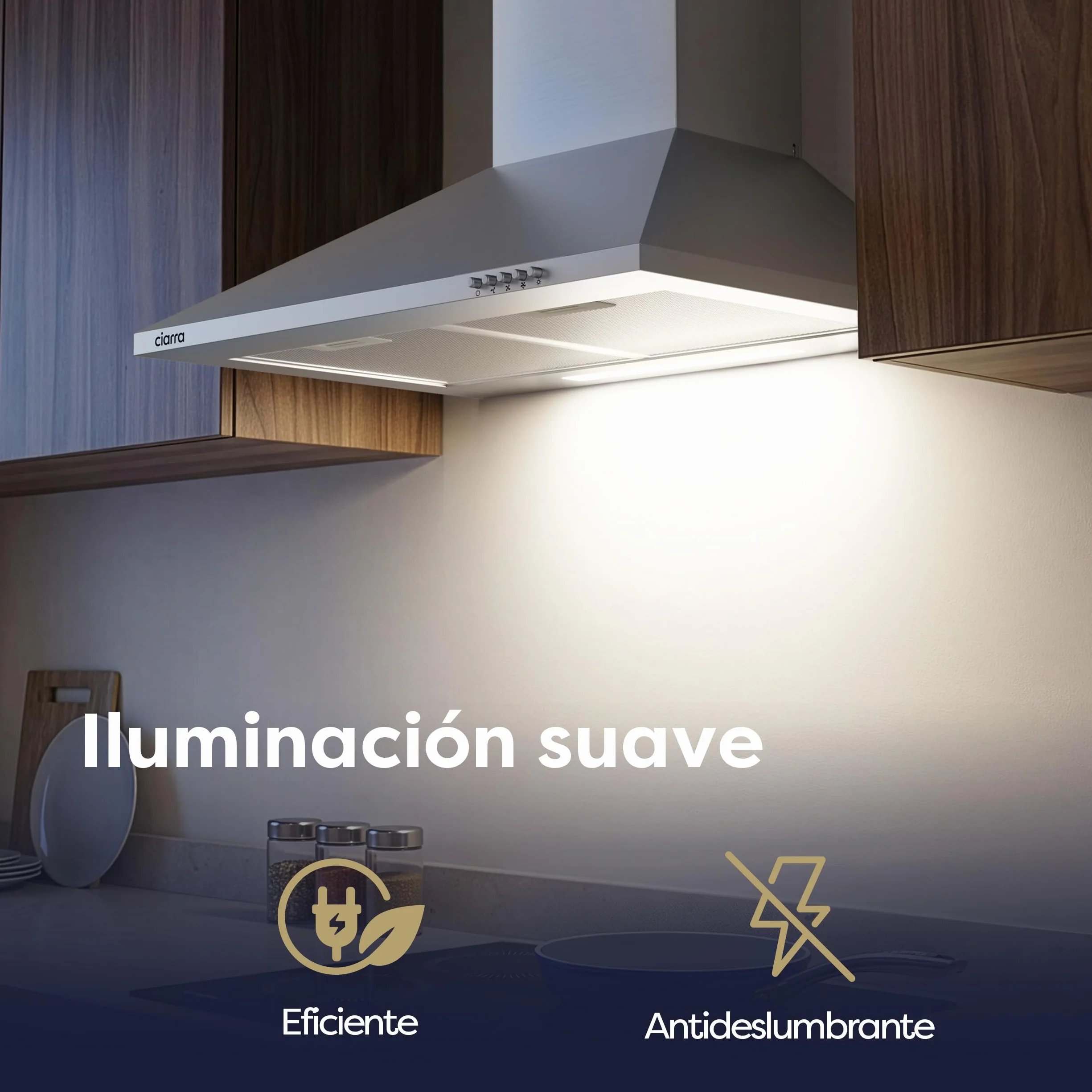 CIARRA CBCS6201 Campana Extractora 60cm 370m³/h 40W Clase A++ Acero Inoxidable