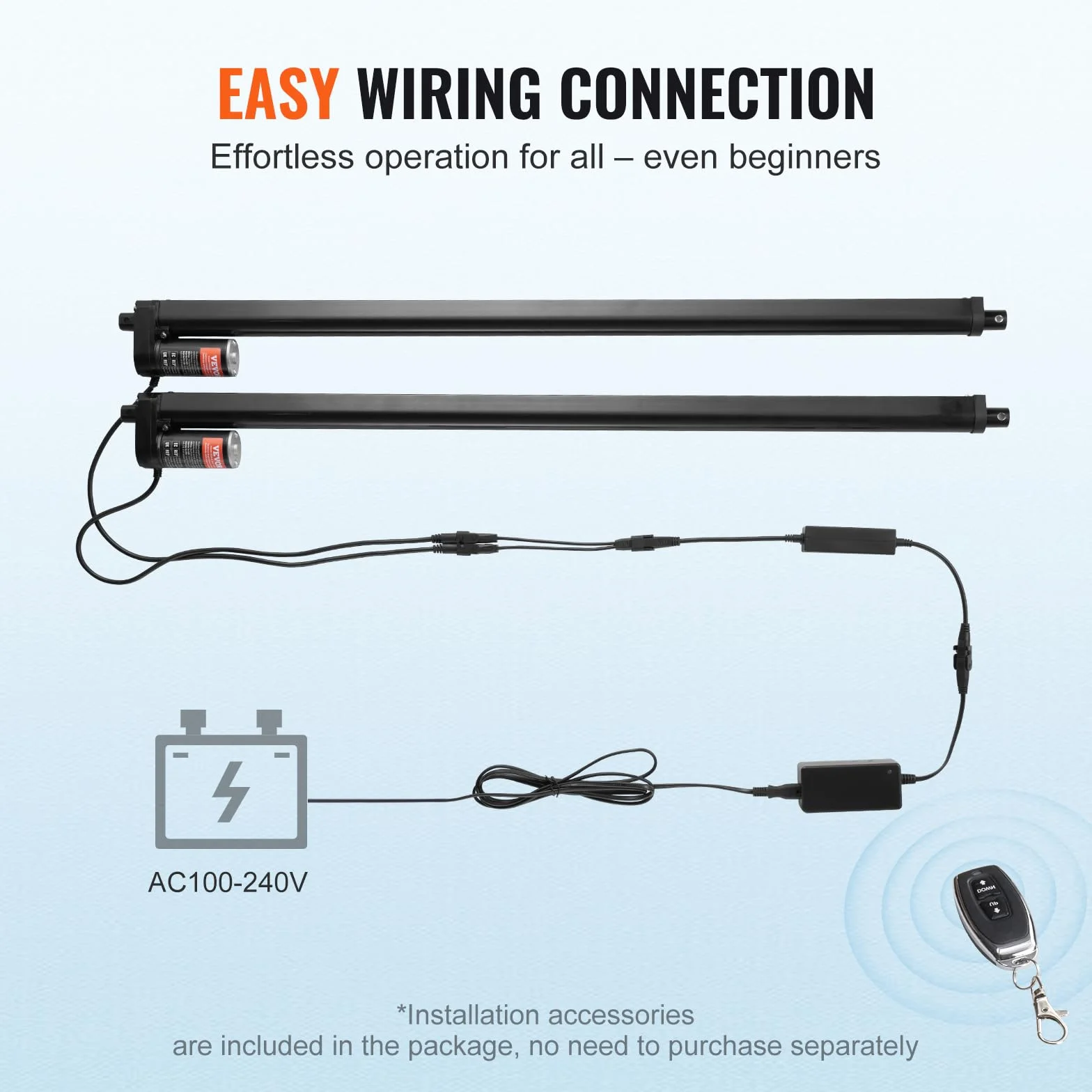 VEVOR Actuadores Lineales Kit 2PCS 12V Actuador de Movimiento Lineal 760mm Velocidad 9mm/s, Actuador Lineal 220lb/1000N Control Remoto Inalámbrico para Levantar TV/Mesa/Sofá, Protección IP54
