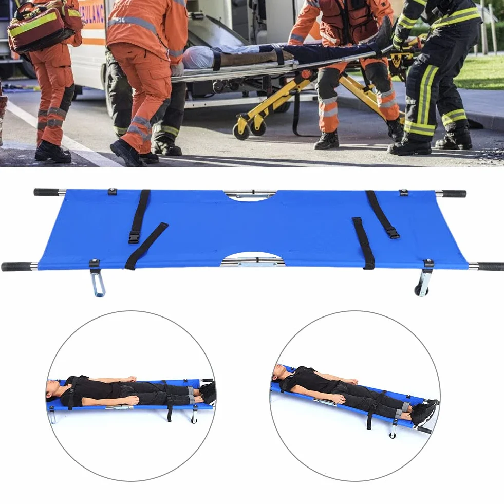 Camilla de Transporte Plegable, Camillas Plegables para Ambulancia Médica Emergencia Plegable Mover Pacientes Trasera Rescate hospitalaria Decoration 150Kg Tela Oxford Espalda Impermeable (Azul)