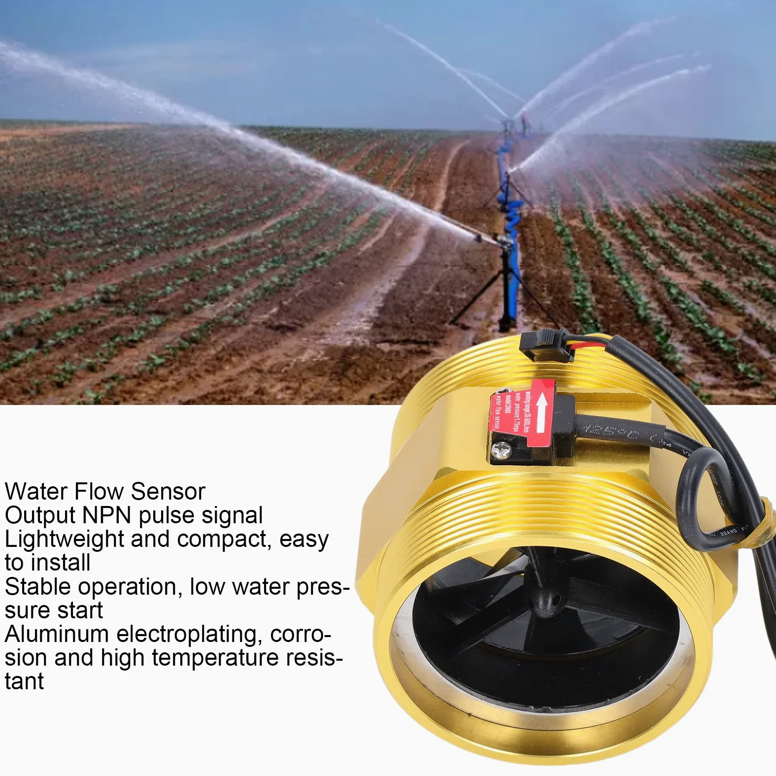 Sensor de flujo de agua, sensor de flujo de agua de turbina de 3 pulgadas, interruptor de flujo de agua, interruptor de inducción, medidor de flujo de líquido de salida NPN para máquinas expendedoras