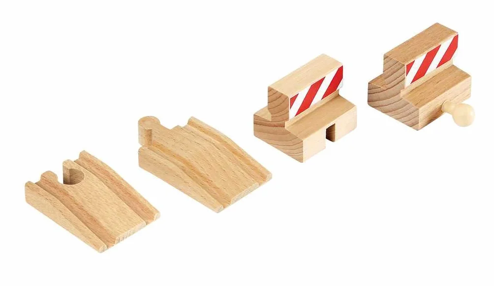 BRIO WORLD Pack vías de parada y en rampa, Accessorios para Circuito de Tren, 4 Piezas, 3+ Años