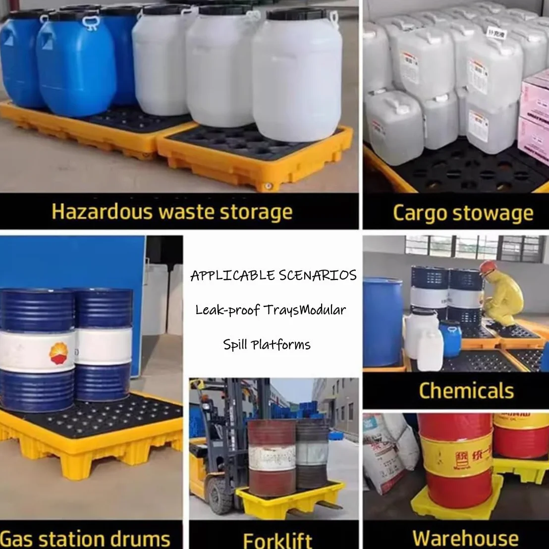 Bandeja antiderrames para Tanques de Aceite,Plataforma de contención de derrames de bidones,Carretilla elevadora de plástico a Prueba de Fugas,Bandeja antiderrames para bidones,67 * 67 * 15cm