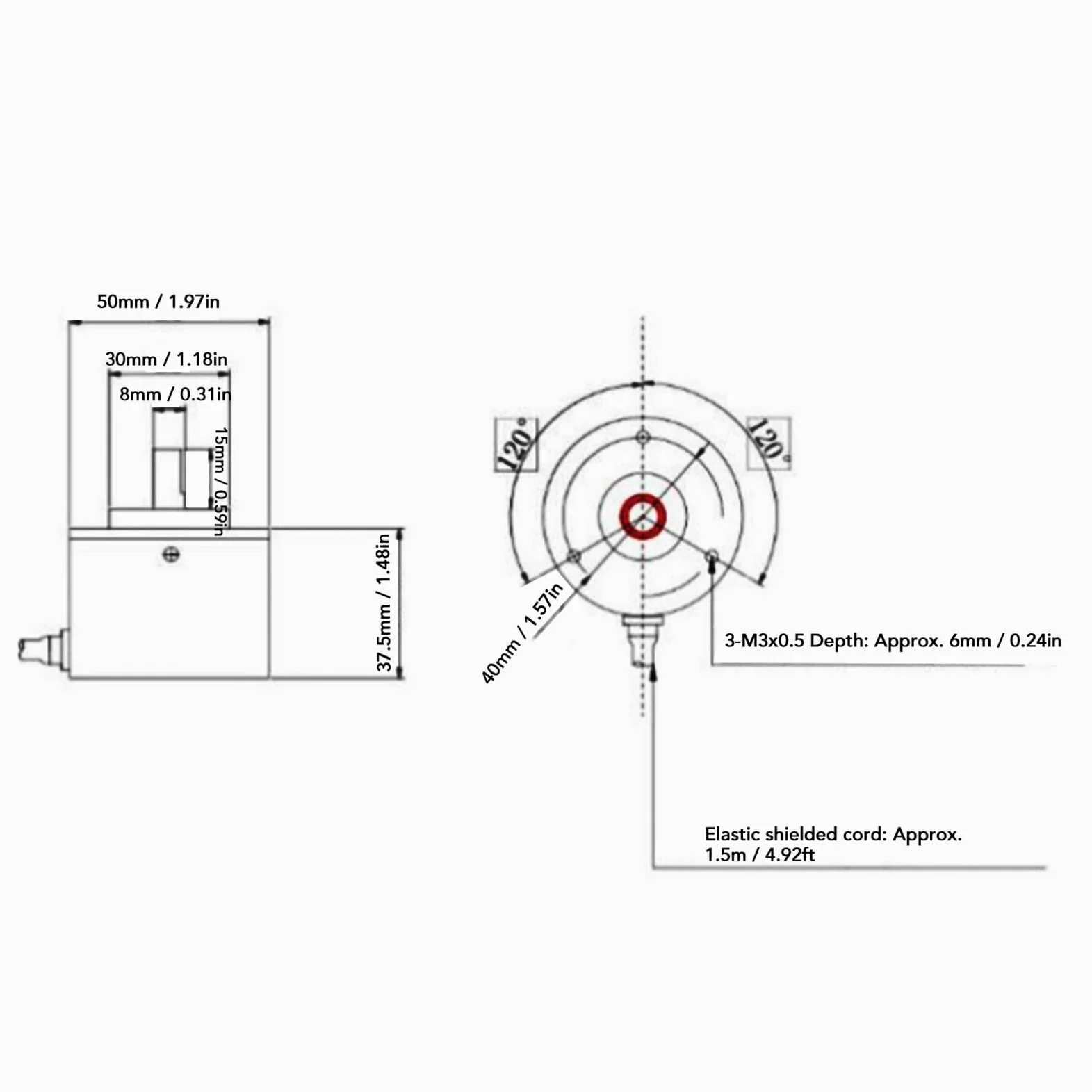 Encoder incremental PNP,DC5-24V 1200P/R IP50 50mm Diámetro exterior Encoder incremental de 2 fases Componente de control de movimiento de 2 fases para control inteligente(1200P/R)