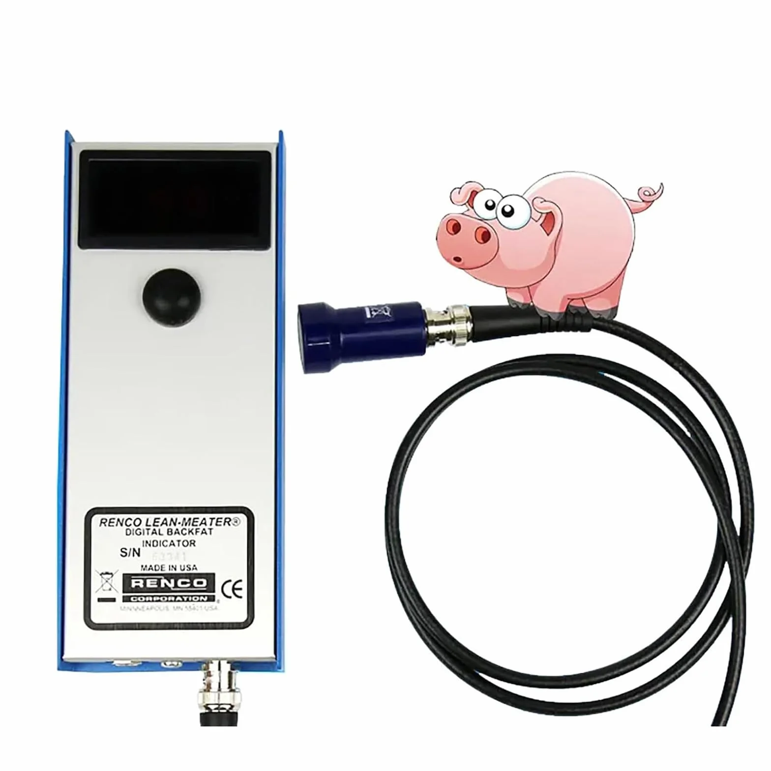 Probador de medida de grasa de espalda de cerdo veterinaria, detector de criterio de medidor de espesor de grasor de cerdo ganado con tres luces indicadoras, rango de medición de 4-45 mm, para la gran