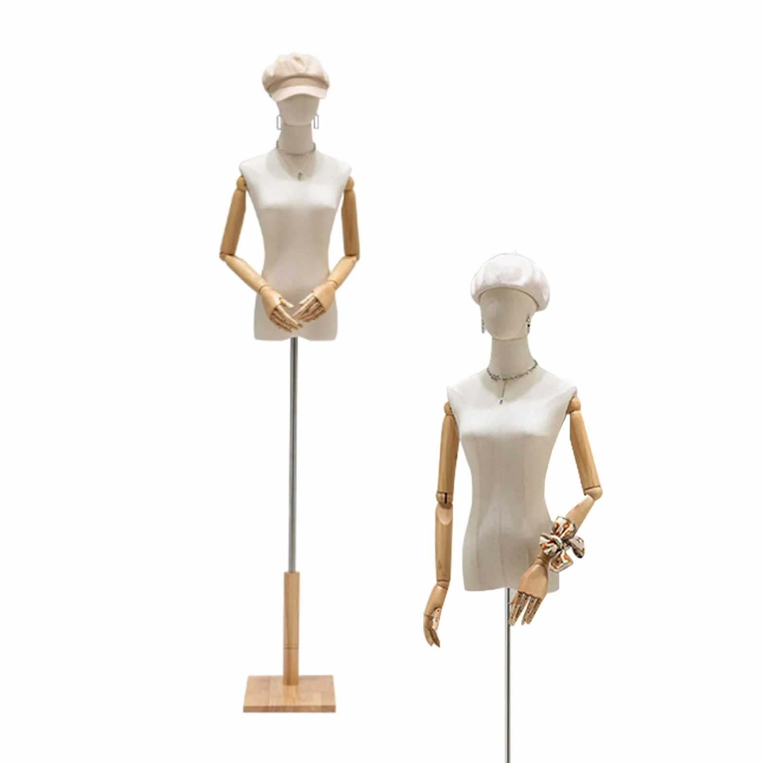 Maniquí de vestido femenino, altura ajustable 120-190 cm, soporte de cuerpo con cabeza y brazos de madera, para exhibición de ropa y joyas