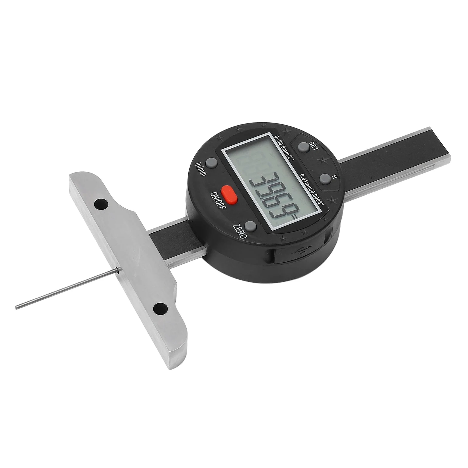 Medidor de profundidad digital Pantalla LCD de alta precisión Indicador de profundidad electrónico Herramienta de medición con interfaz de datos Acero de aleación de 0,508 mm