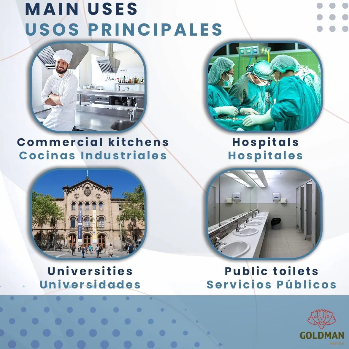 GOLDMAN SERVICE Set de Grifo Pedal para Fregaderos Industriales Hostelería - Caño Alto - Latiguillo - Adaptador conexión para dos aguas Fría - Caliente