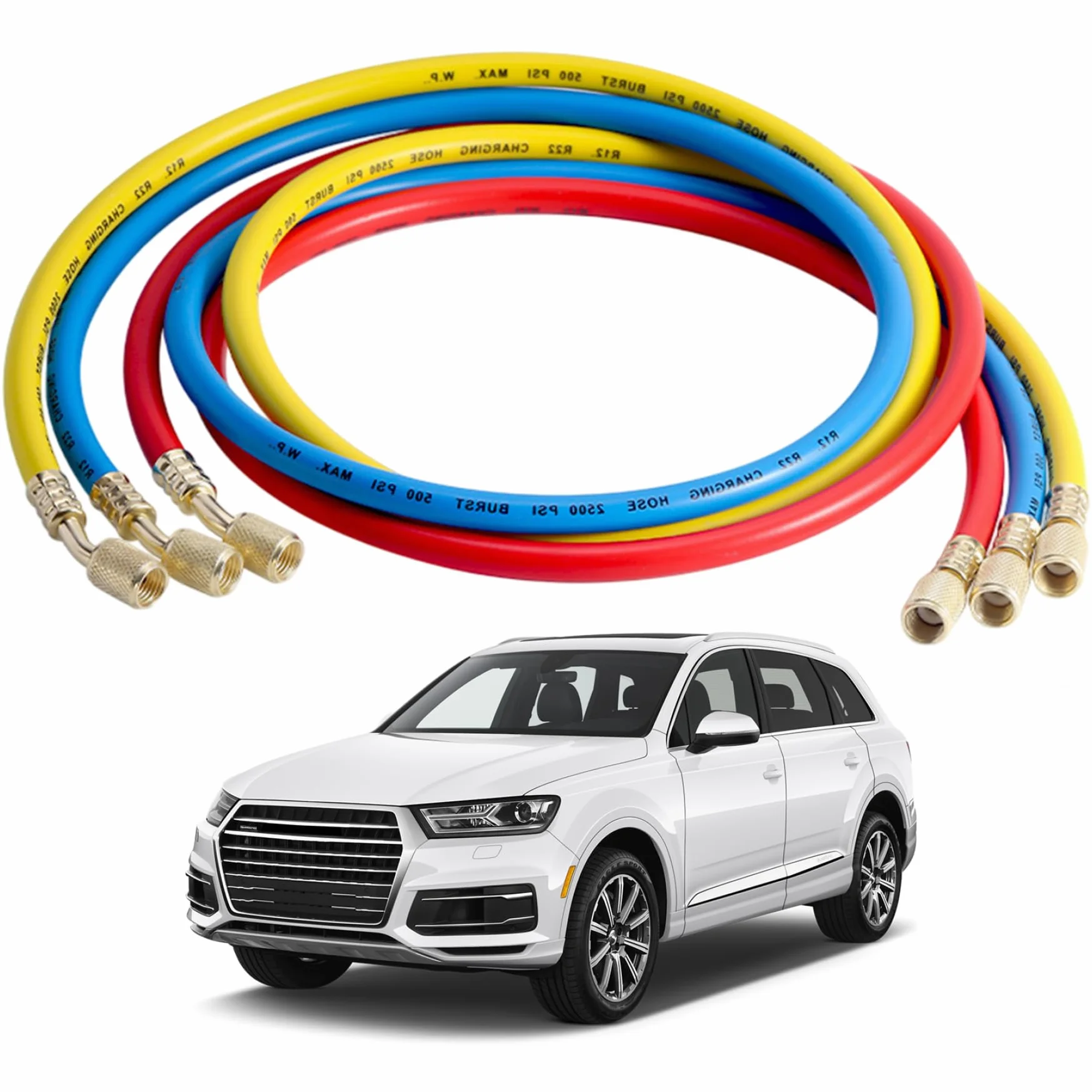 Mangueras de refrigerante de 3 piezas de 59 pulgadas y 1/4 rosca de baja pérdida Las mangueras de calibre de CA de goma a prueba de explosiones se aplican al R22 R410 R134 R32