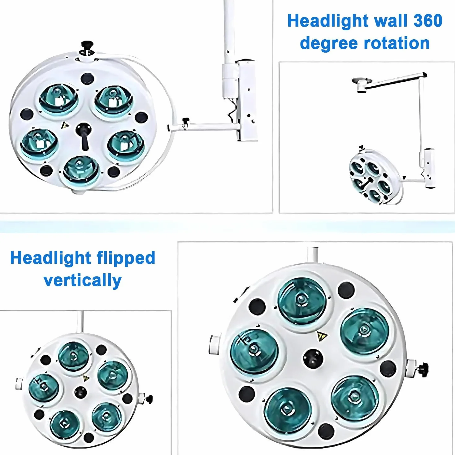 Lámpara LED de techo para exámenes médicos quirúrgicos de 25 W, sin sombras, rotación de 360 ​​grados, temperatura de color ajustable, para cirugía dental, otorrinolaringológica y veterinaria.