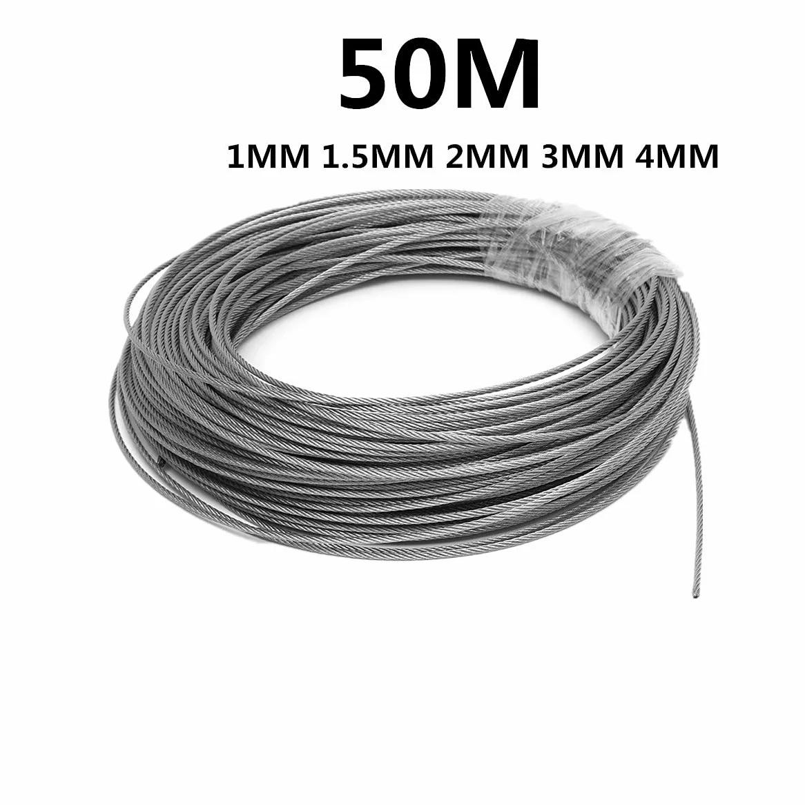 Cable Acero,Cable Acero Plastificado 100m 50m304 Acero inoxidable 1 mm 1,5 mm 2 mm de diámetro alambre de acero cable de cable de elevación Línea de elevador Línea de tendedero a prueba de herrumbre 7
