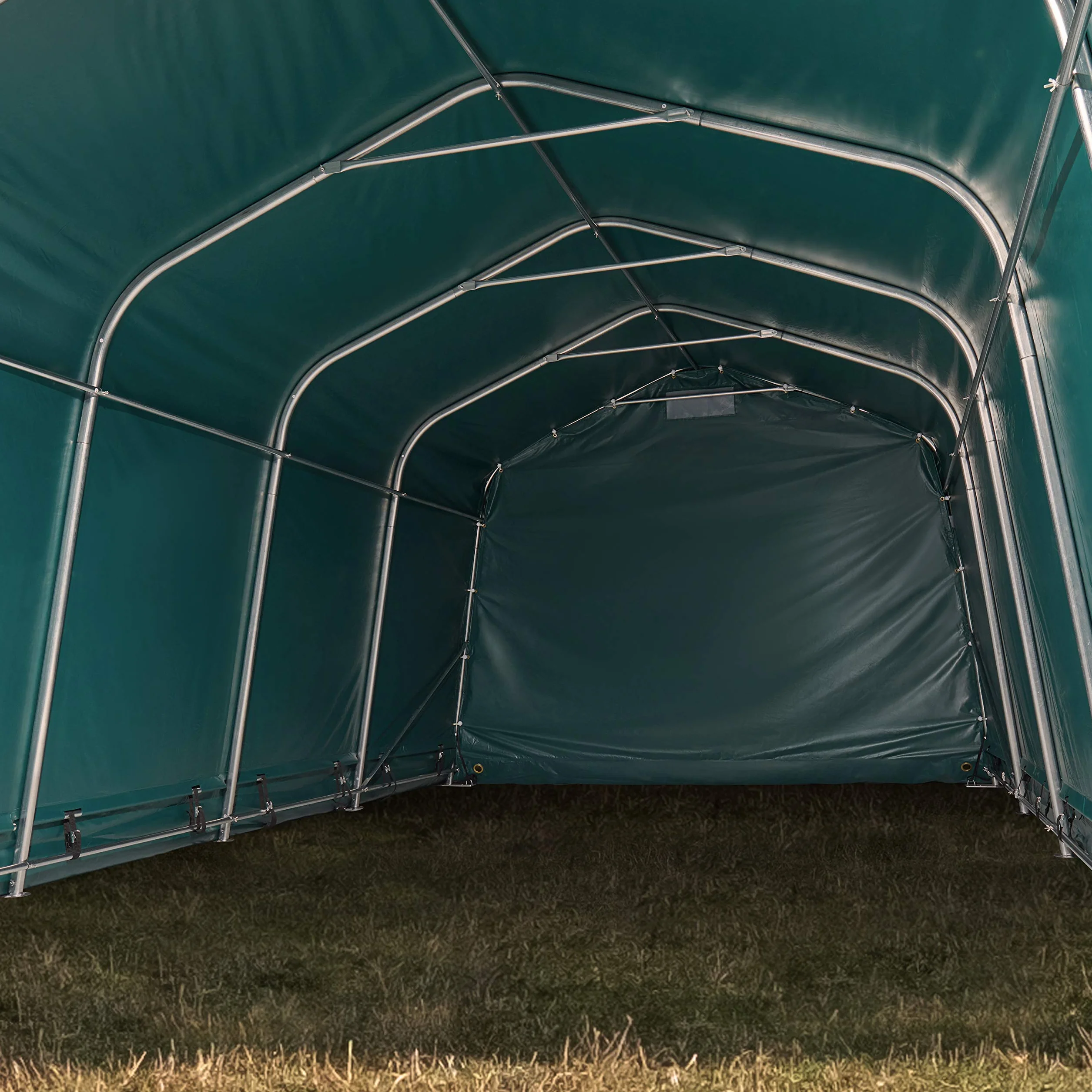 Robusto Refugio de pastizal 3,3x9,6 m Impermeable Lona PVC 800N Tienda de Almacenamiento, para Suelos de hormigón, Verde