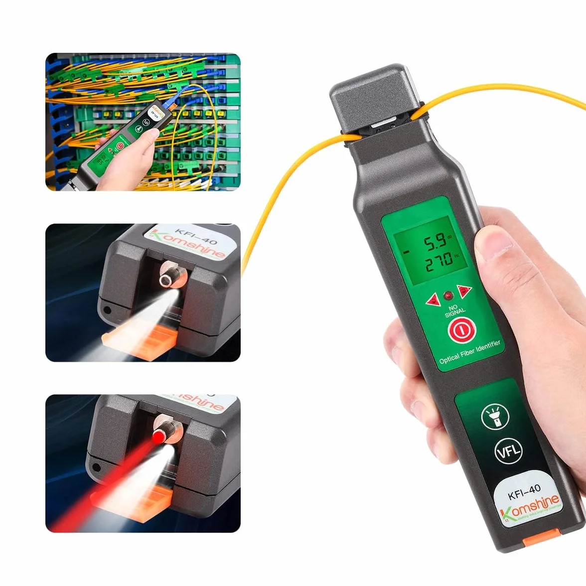 Identificador de fibra óptica Komshine KFI-40 Detector de fibra con función 10mw VFL, pantalla LED