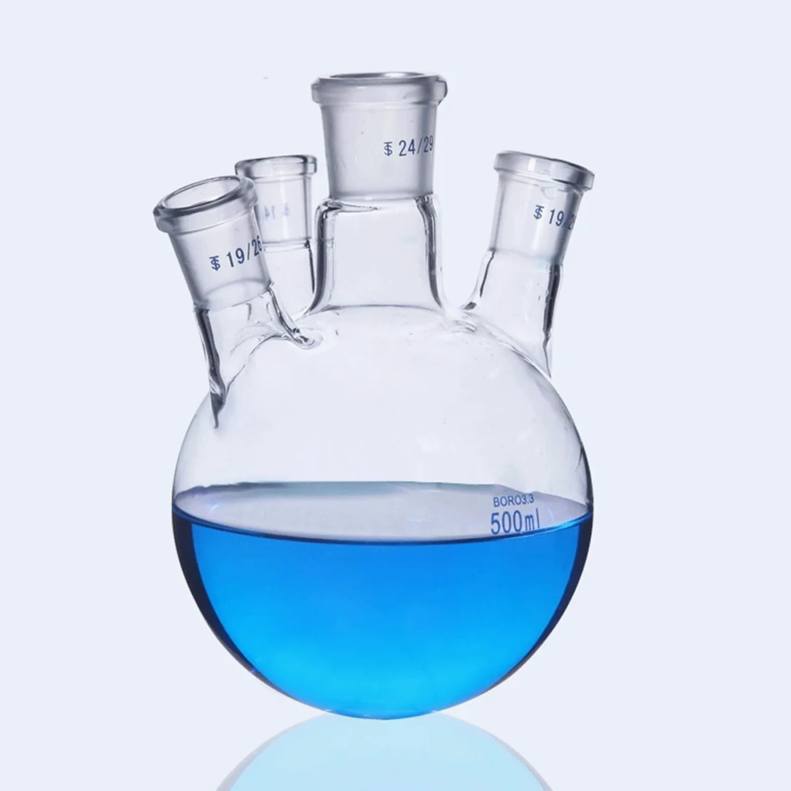 Matraz de vidrio para laboratorio, Matraz de reacción de vidrio estándar de 4 bocas 19/26,24/29,29/32 100-2000 ml(1000ml 24 19 19 14)