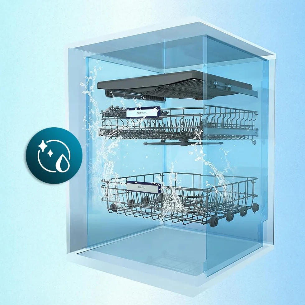 Cecotec Lavavajillas 45 cm Libre Instalación Bolero Aguazero 4560 Inox Connected 11 Cubiertos 9 Programas Motor Inverter Plus Duo Panel Touch WIFI