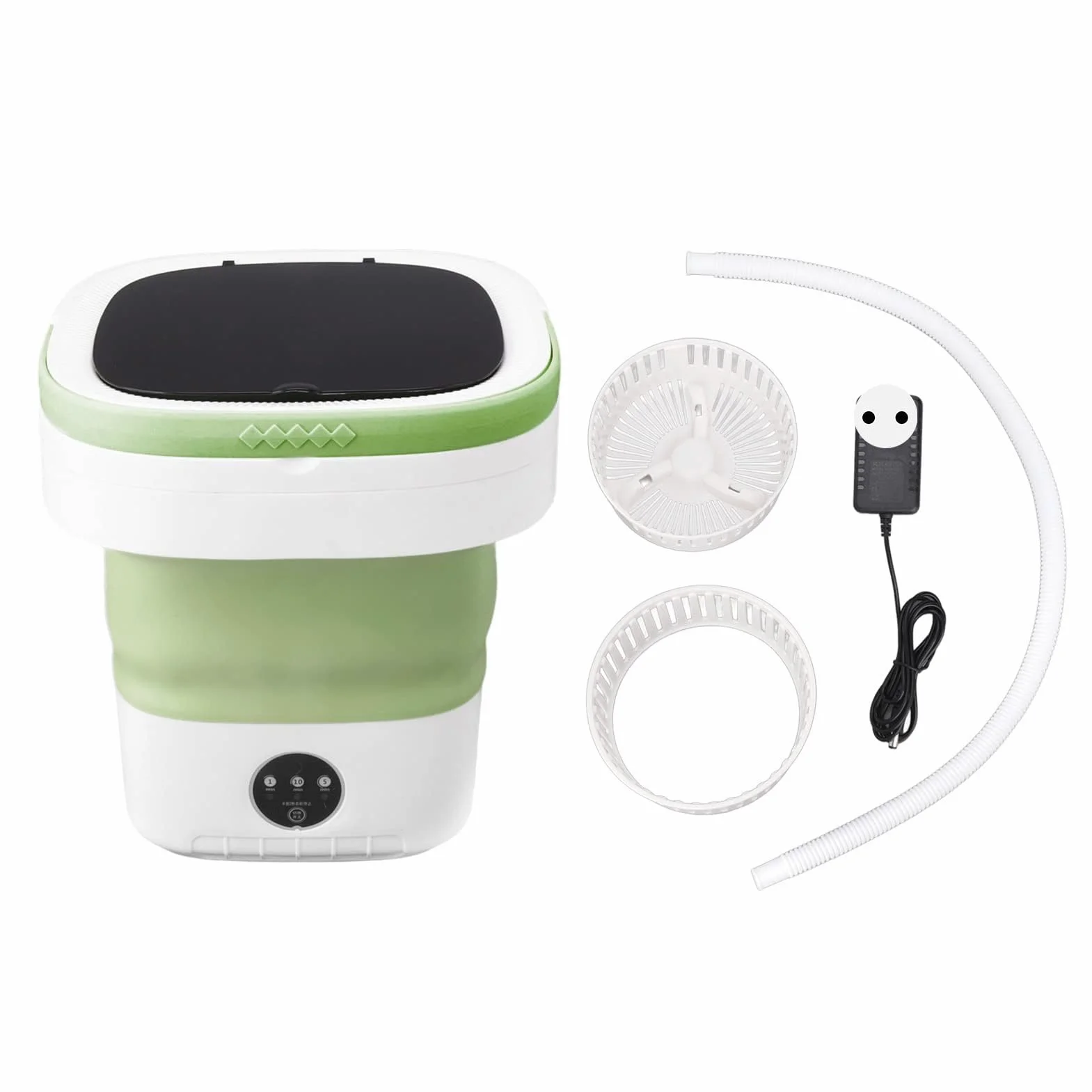 Lavadora Portátil Plegable con Centrifugado, Mini Lavadora Verde
