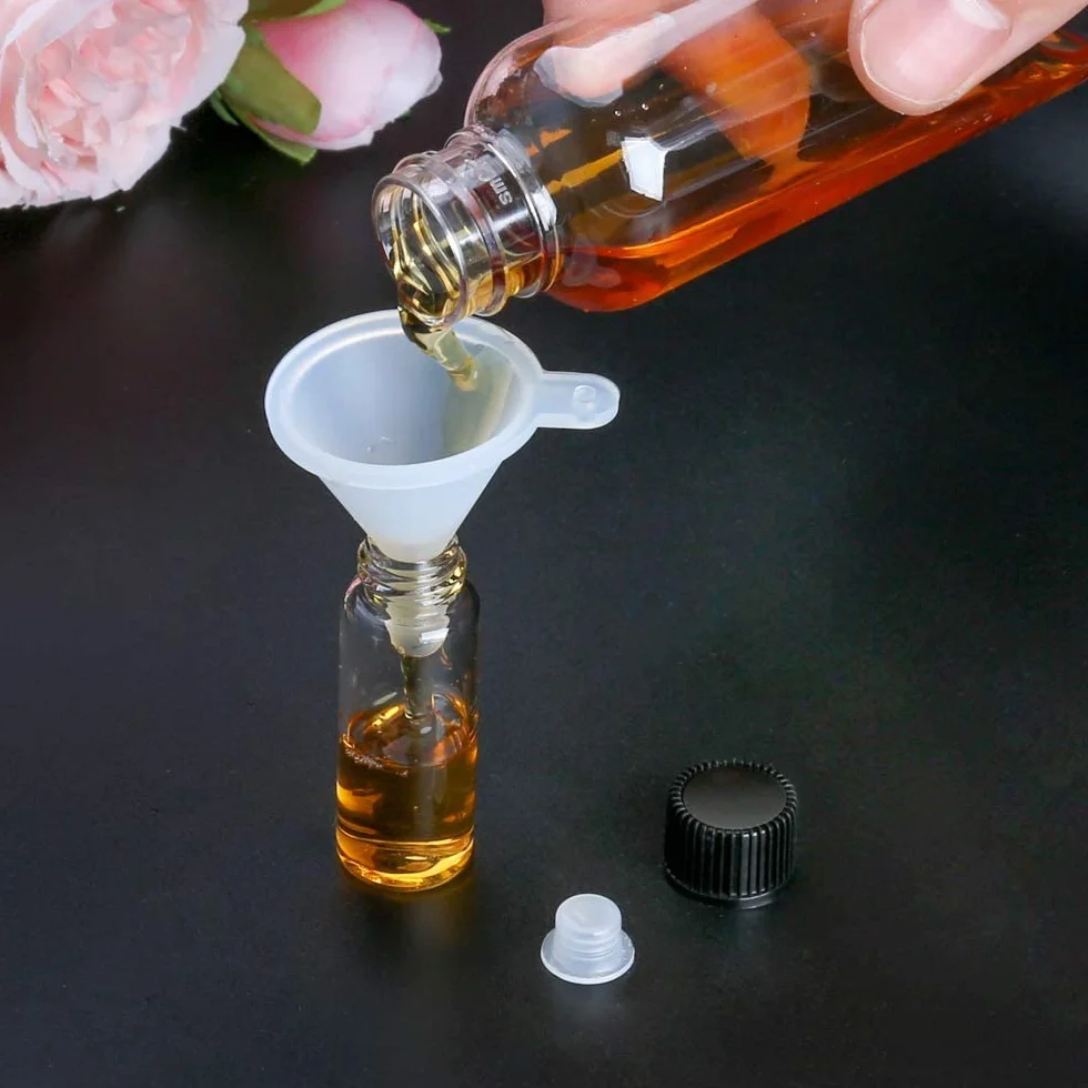 Botellas de Muestra de Vidrio 5ml con Tapa Negra de Rosca, Mini Viales Vacíos para Aceites Esenciales