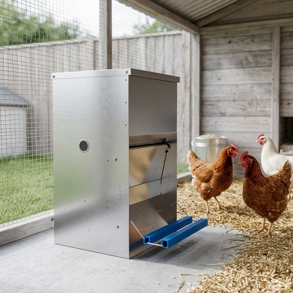 Suinga Comedero Automatico para 15 Gallinas | Capacidad 40 kg | Tolva para Gallinas 50x40x60 cm | Alimentacion Eficiente y Controlada | Diseño Resistente para Uso Exterior y Granja