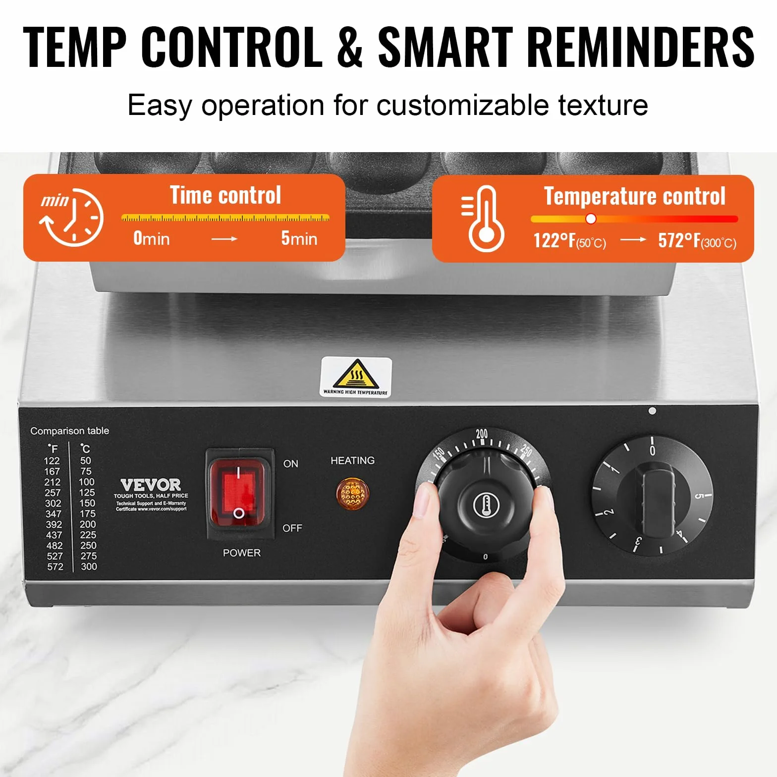 VEVOR Mini Máquina para Hacer Panqueques Holandesa, 43 mm diámetro,1700 W, Acero Inoxidable Antiadherente, Control de Temperatura y Tiempo, para Cocina Casera y Restaurante, 310 x 392 x 230 mm, 25P