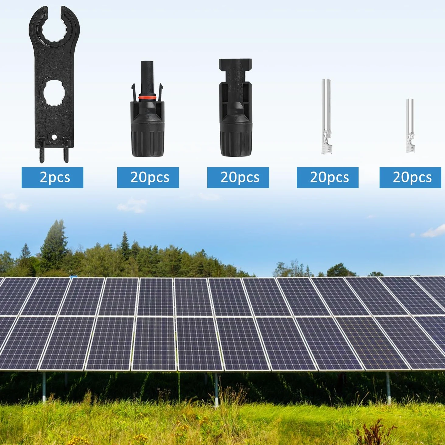 Conectores solares, 50 pares de conectores MC4, conectores de panel solar, IP67 1000 V 30 A, impermeables, macho/hembra, conectores de cable de panel solar (50 pares de conectores para 2,5/4/6 mm² con