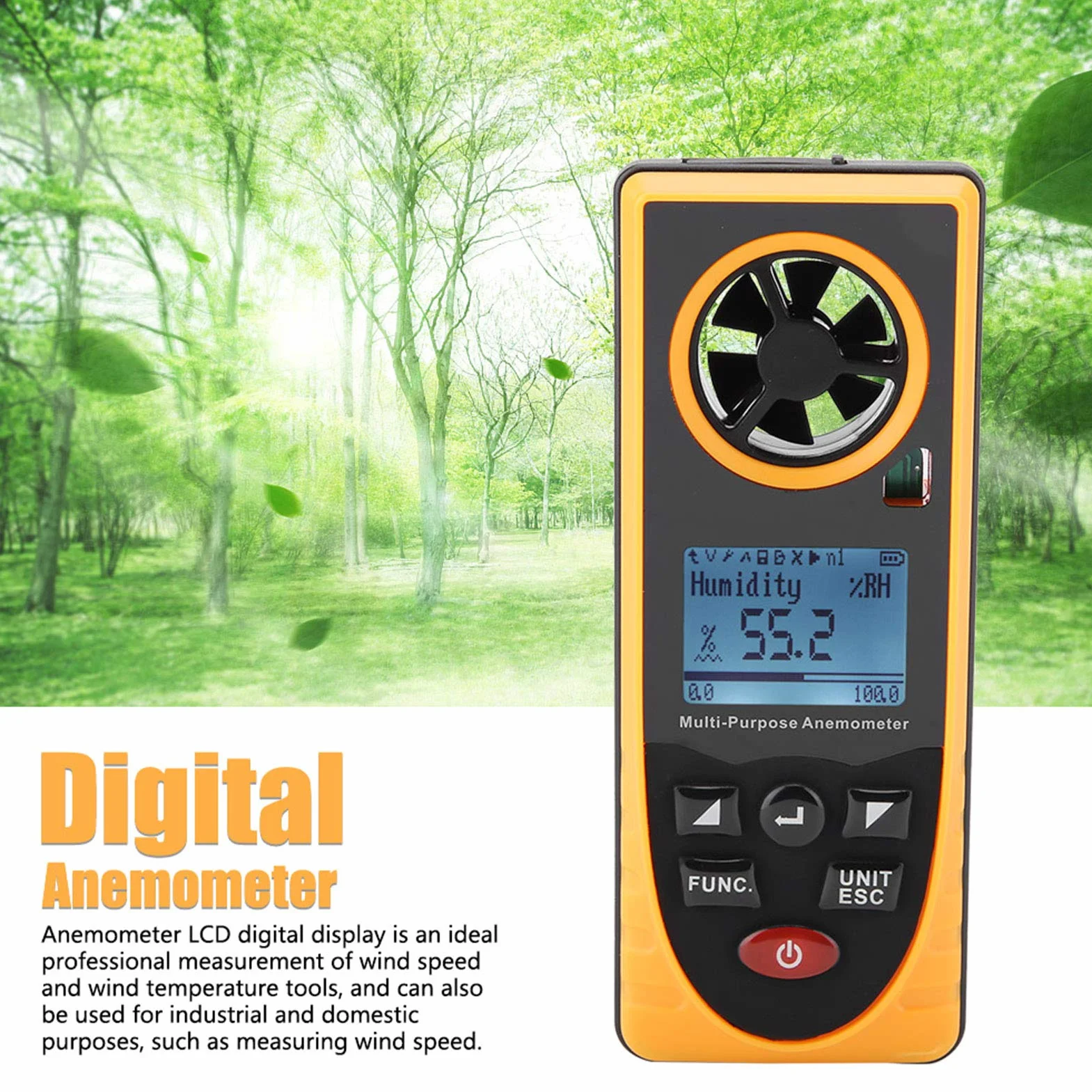 Anemómetro Digital GM8910 con Pantalla LCD Medidor de Velocidad del Viento
