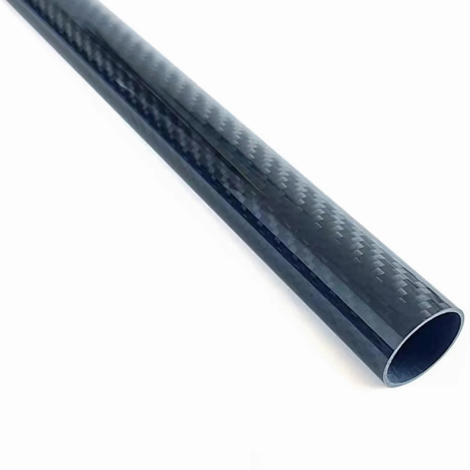 Tubo de fibra de carbono, Tubo redondo hueco de fibra carbono envuelto en rollo 3K, 1m, módulo alto negro brillante, varios tamaños(39x35mm)