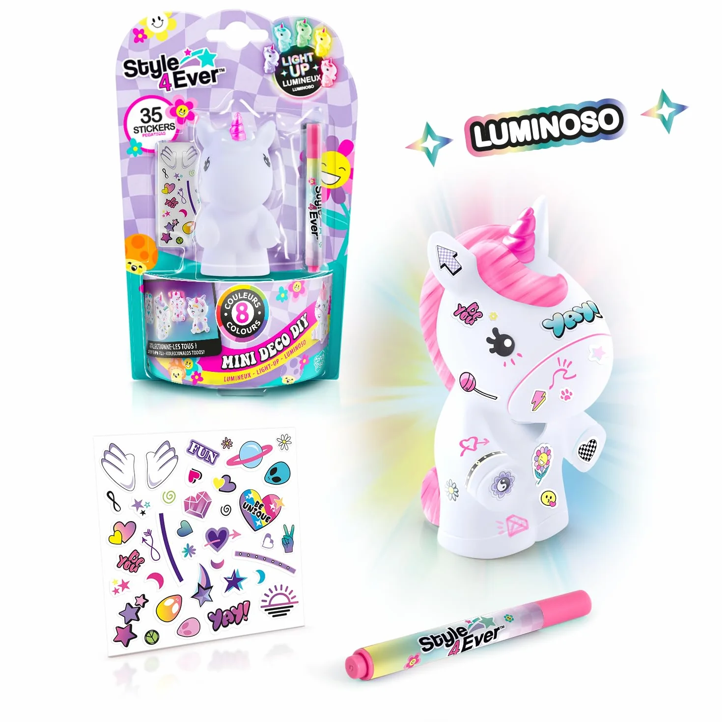 Canal Toys Style 4Ever Mini Deco DIY con Luz LED Surtido Rotulador Pegatinas