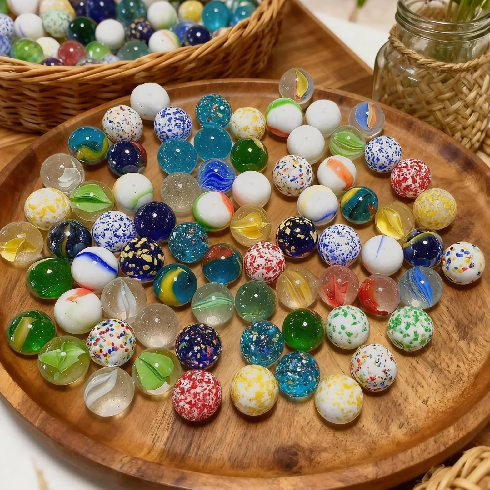 Canicas de Cristal 16 mm, Coloridas, Juego de Canicas con Patrones Únicos para Fiesta, Decoración, Regalo