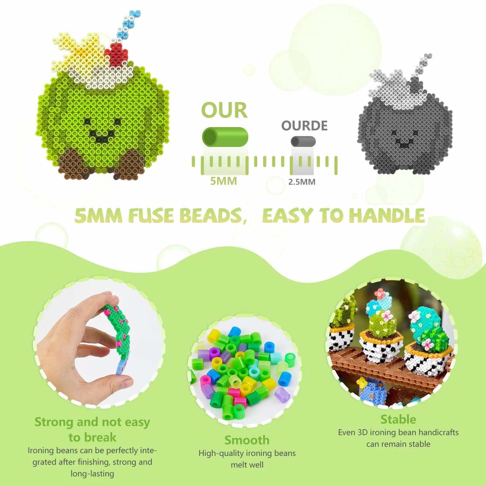Juego de 18000 cuentas para planchar de 5 mm, 38 colores, con 98 accesorios, 8 planchas, 8 imanes, regalo para niñas