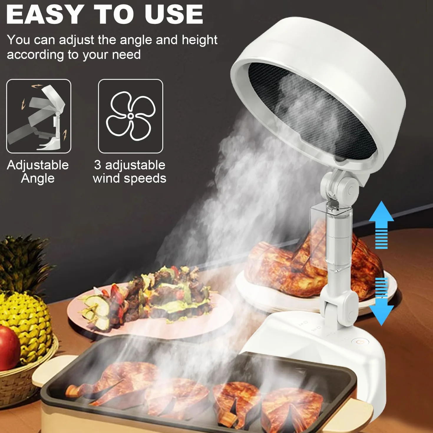 Mostop Extractor de aire portátil 3 velocidades plegable para cocinar interiores BBQ Hot Pot RV bajo ruido