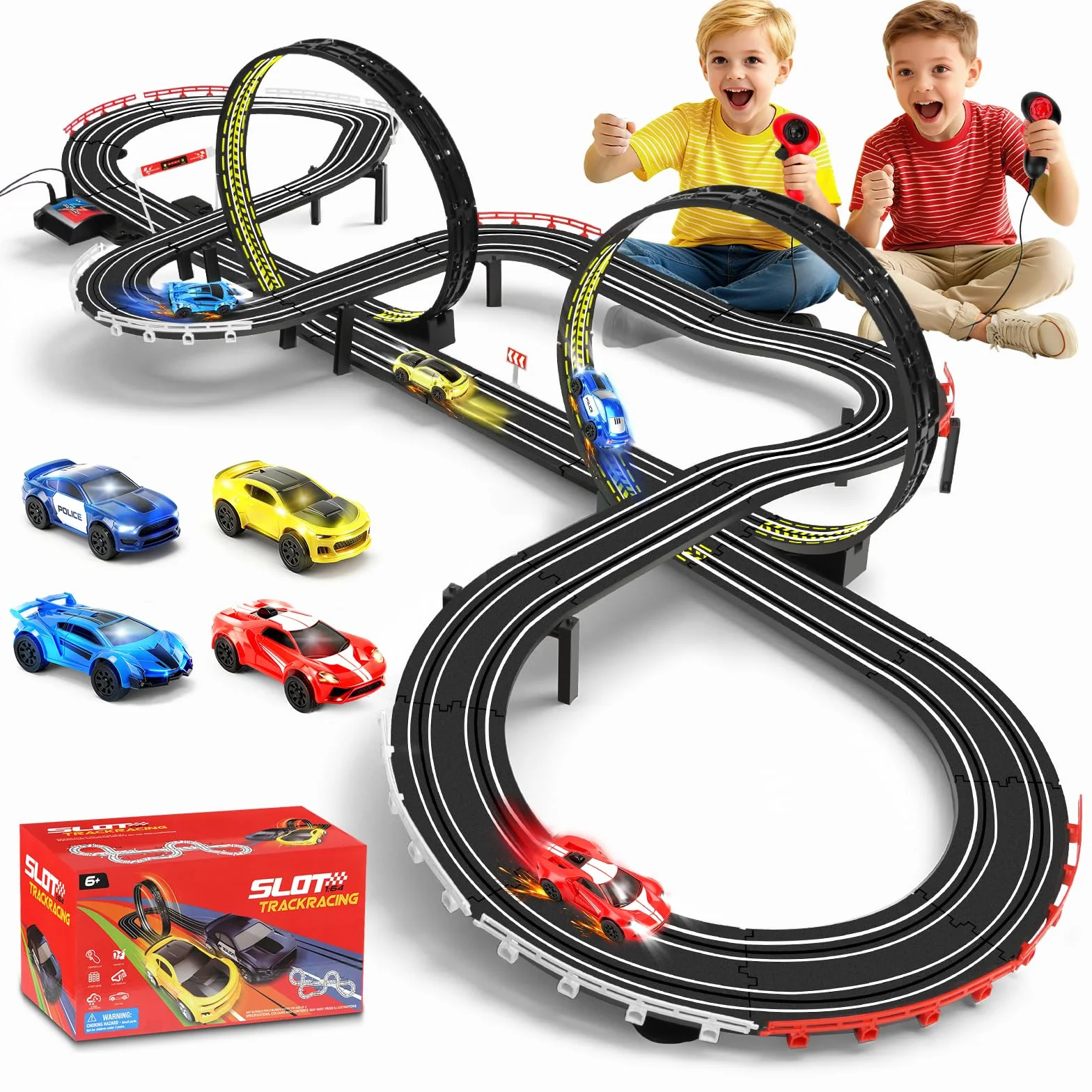 JONRRYIN Pista Carreras Electrica 1:64 Coches Niños Control Remoto Bucle 360° Extralargo Circuito Coche 3+ Años