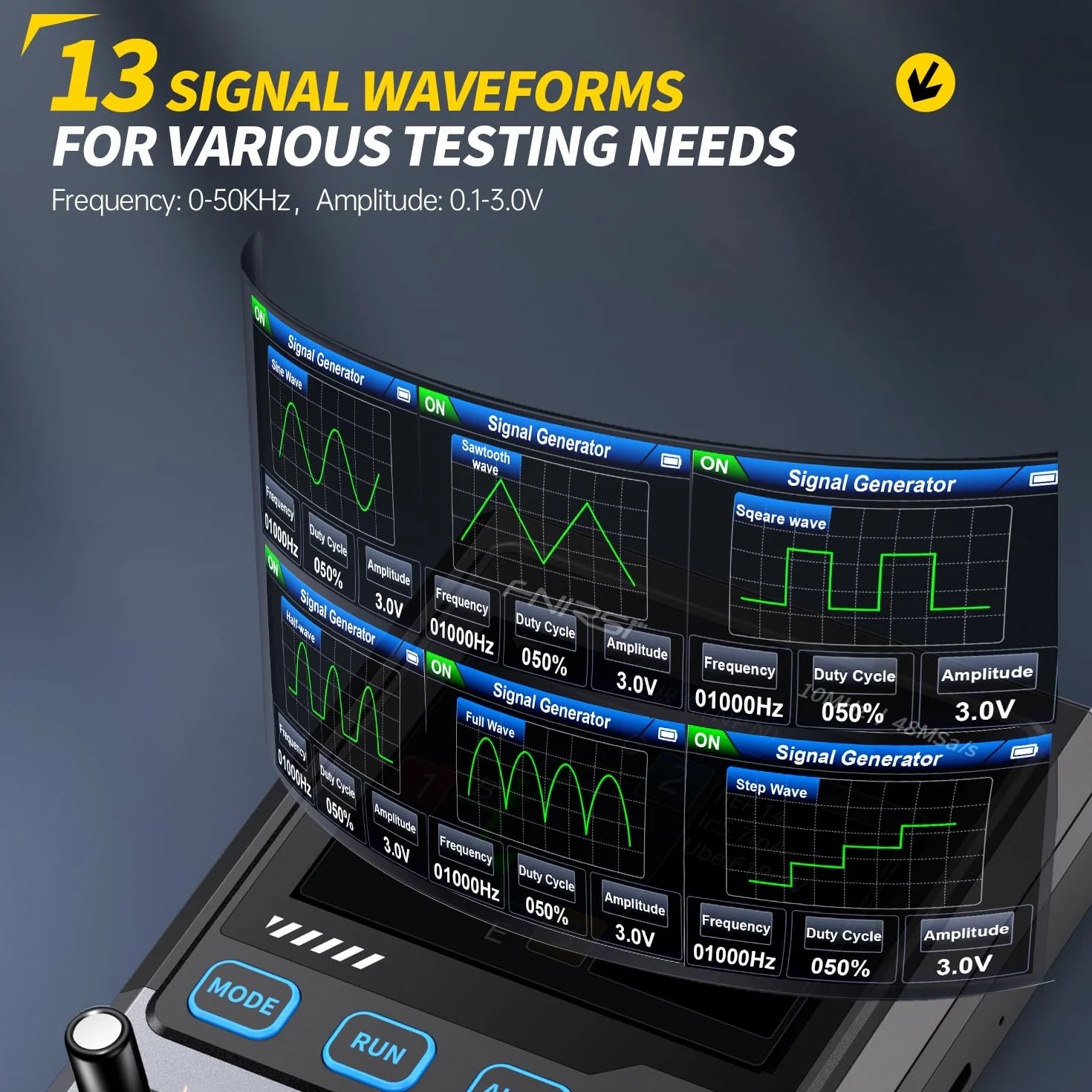 Osciloscopio,3 en 1 Osciloscopio Digital 10MHz Ancho de Banda 48Ms/s Muestreo 13 Salidas de Señal Un Botón Comprobador Automático de Transistores Comprobador de Componentes,Español Conmutable