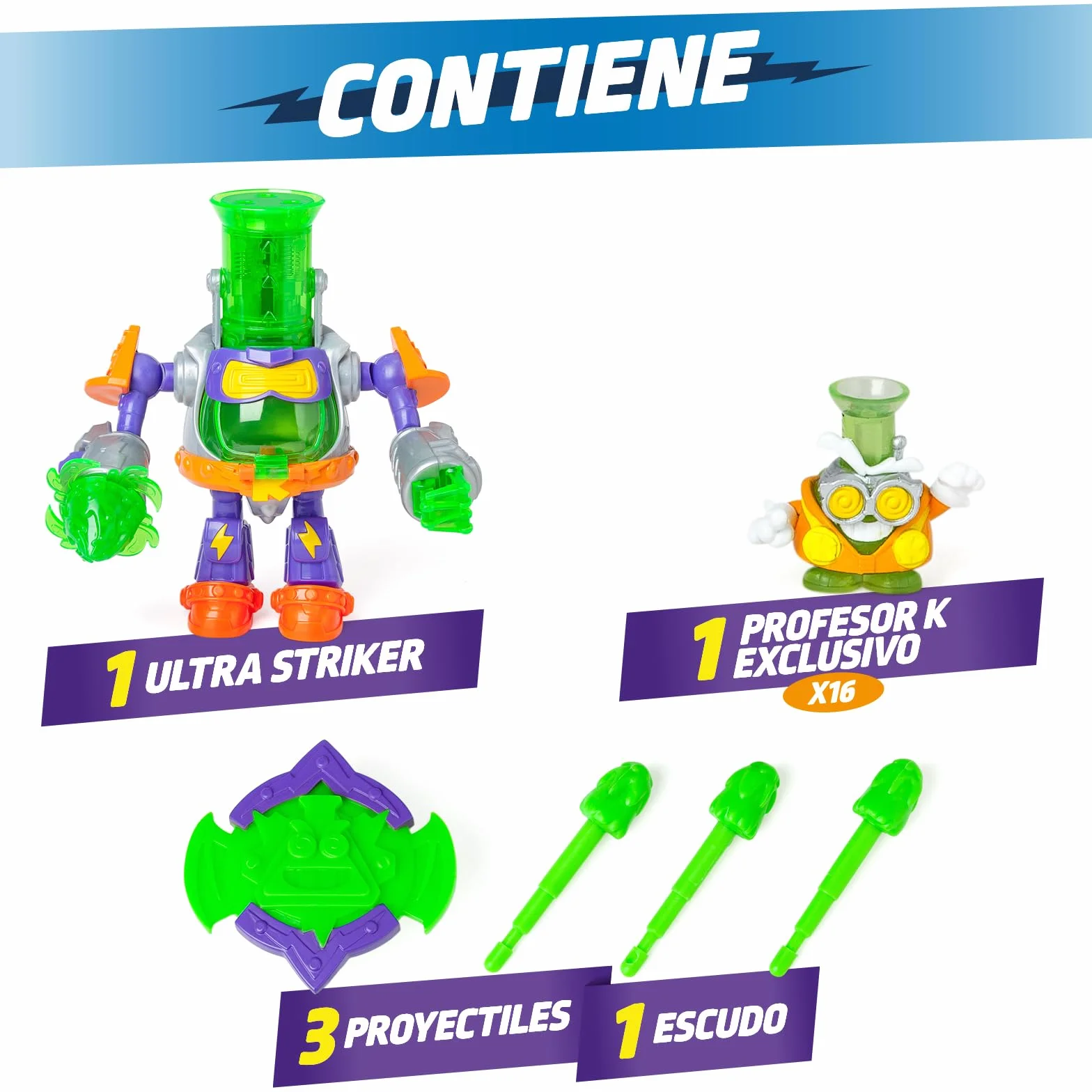 SUPERTHINGS Ultra Striker Profesor K. Robot Figura z Proyectilami