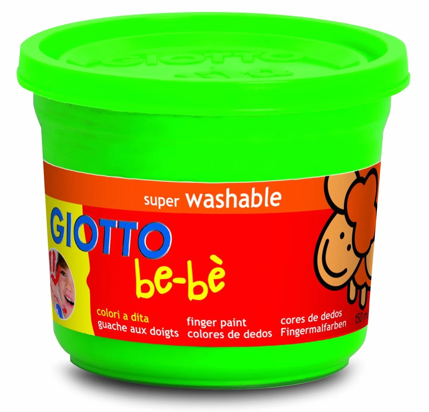 GIOTTO be-bè Pintura a Dedos Lavable, Botes 4 x 150 ml, Colores surtidos