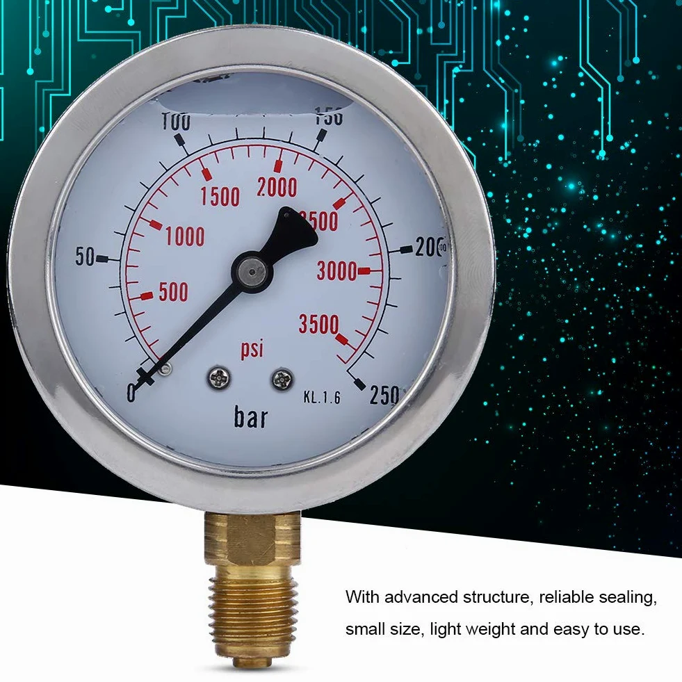 Manómetro hidráulico, M16*2-BSP1/4 0~250 BAR/3600 PSI Kit de presión Punto de Prueba Acoplamiento Kit de manómetro para probar la presión hidráulica