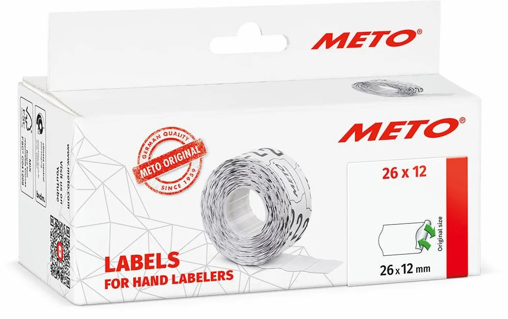 Meto etiquetas removibles 26x12 mm 1 línea blanco 6000 unidades