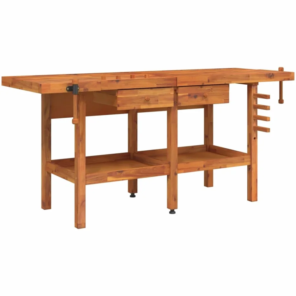 vidaXL Banco de Trabajo con Estante Mesa de Trabajo Organizador para Taller con Almacenaje Cajones y Tornillos Banco Madera 192x62x83 cm