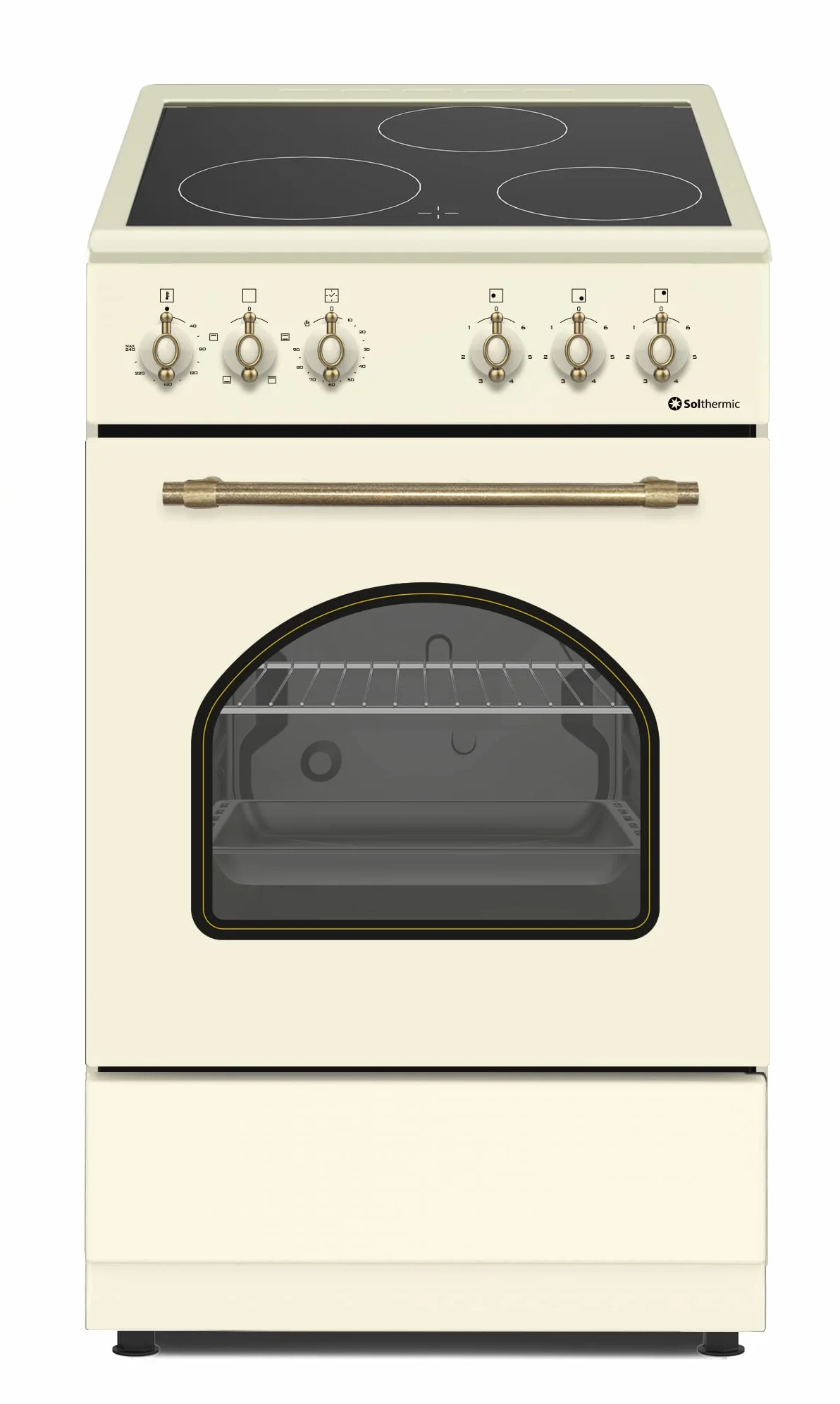COCINA VITROCERÁMICA CON HORNO ELÉCTRICO SOLTHERMIC 50 CM 3 FUEGOS CREMA RÚSTICA