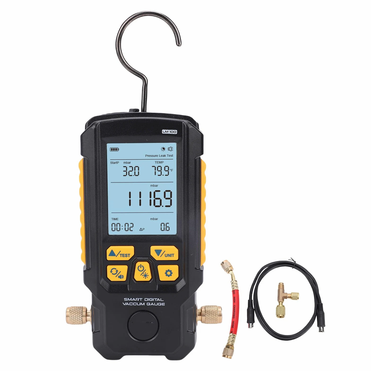 Medidor de Vacío Digital con Sensor Preciso para Pruebas de HVAC y Detección de Fugas de Presión - Rango de Medición de 0-2000 Mbar