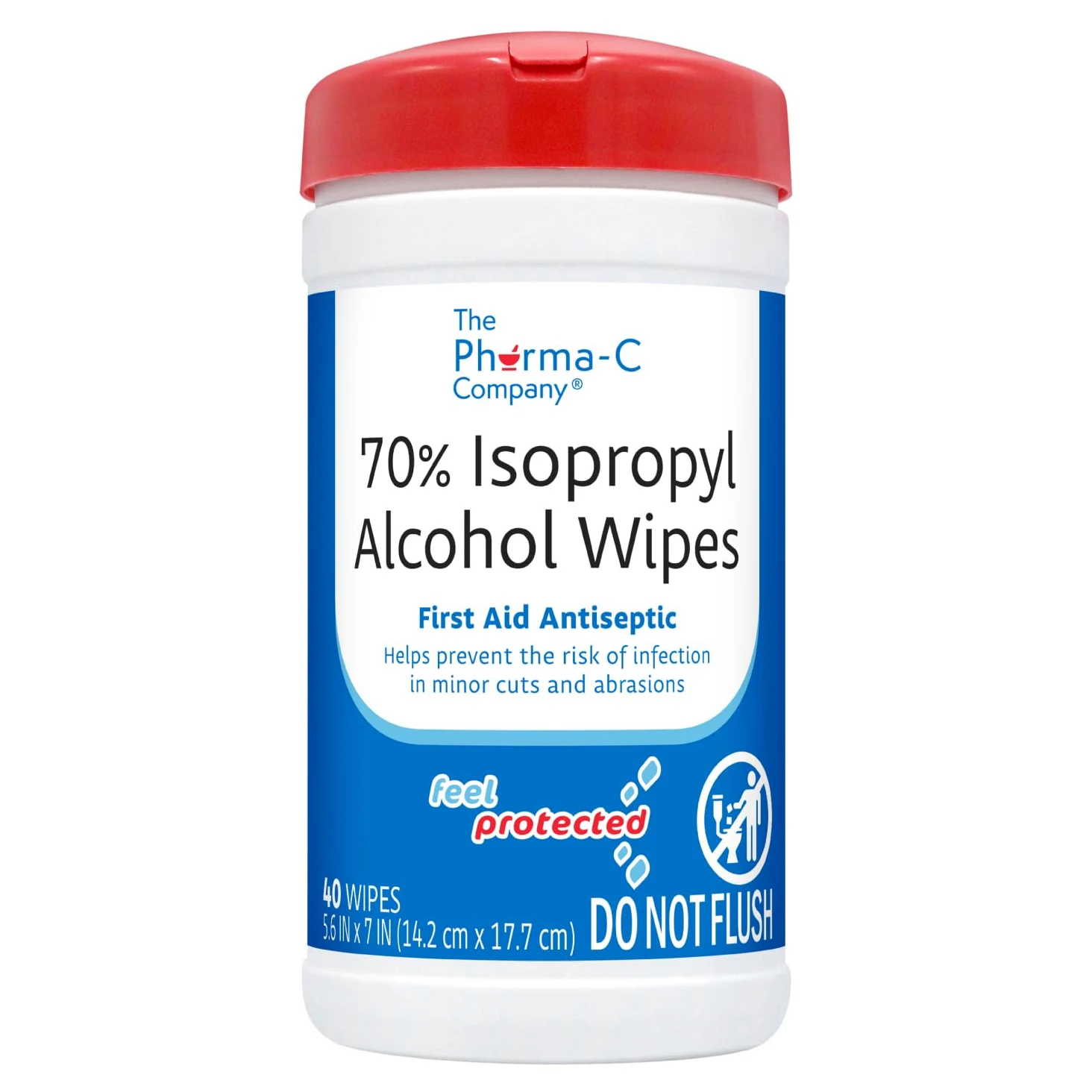 Pharma-C-Wipes 70% Toallitas de alcohol isopropílico, 40 ct (6 cajas de 7 cada una)