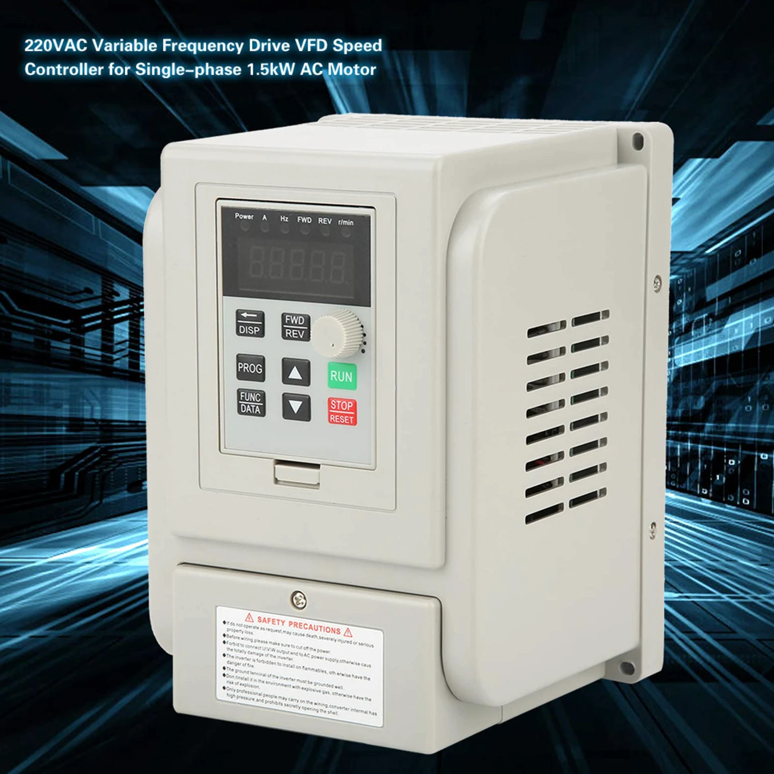 Controlador de Velocidad Vfd de Frecuencia Variable de 220 Vac de Frecuencia Ajustable Monofásica de Rendimiento Electrónico CNC para Motor de CA Monofásico de 1,5 Kw